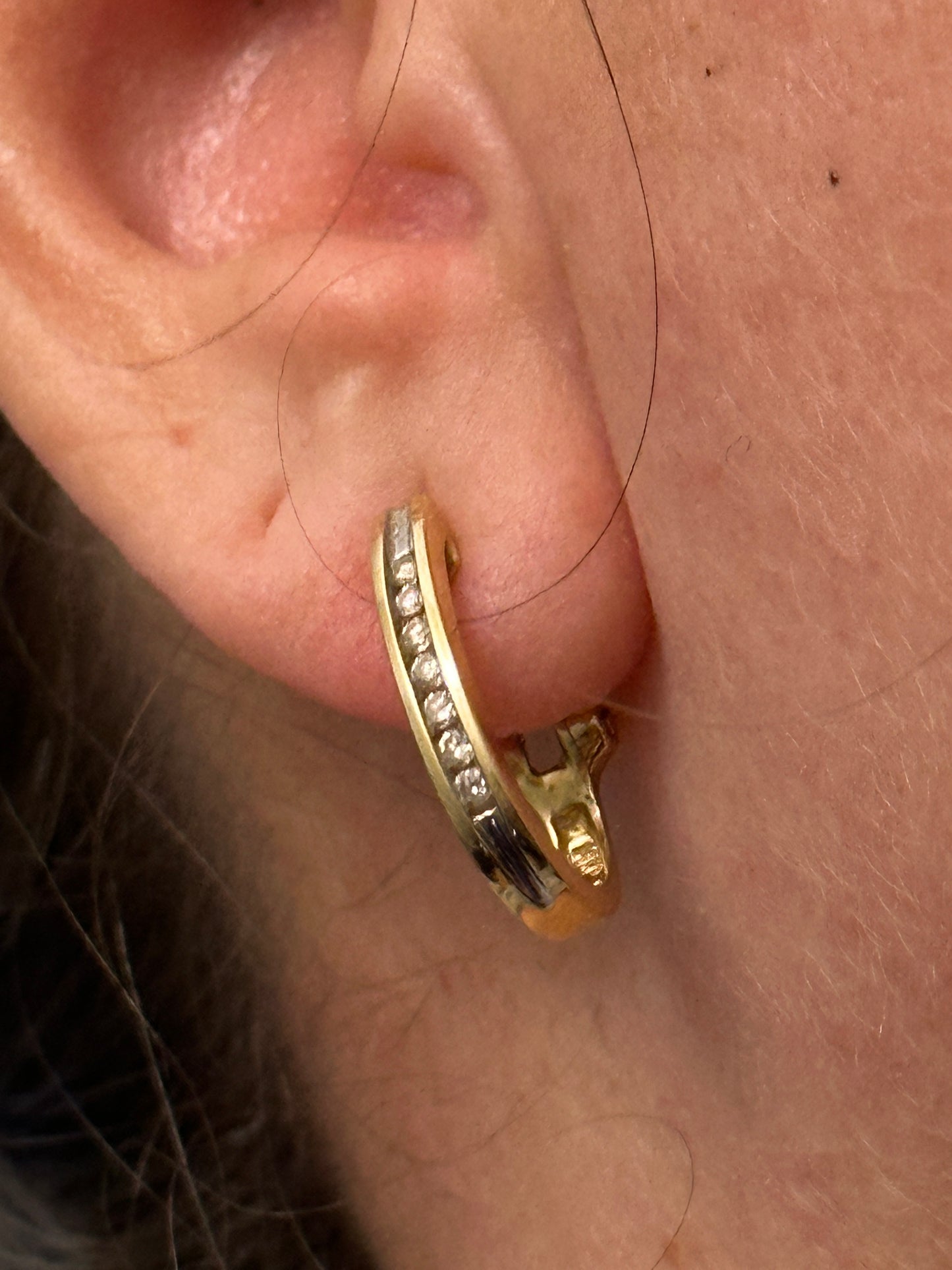 14k gold diamond hoop earrings