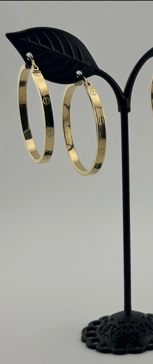 10K Gold Engraved Hoop Earrings