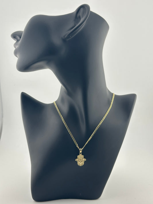10K Gold Hamsa Hand Pendant Chain