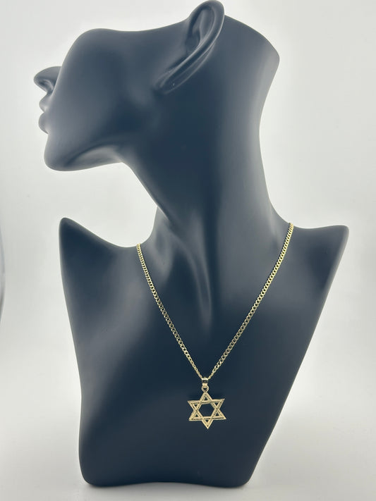 10K Gold Star of David Pendant Chain