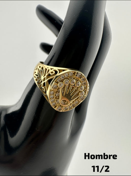10K Gold Men's Crown Ring with Stones – Size 11/2