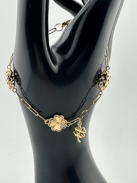 10K Gold Four-Leaf Clover Bracelet