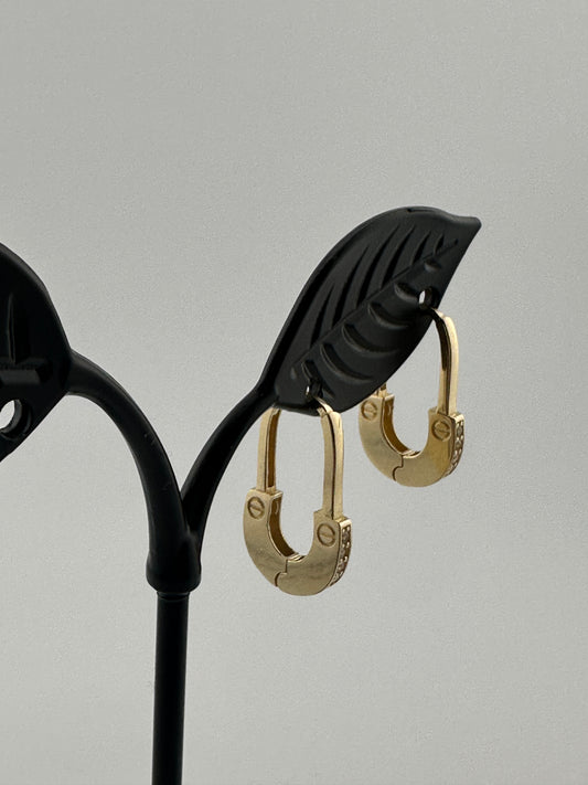 10K Gold Screw Detail Hoop Earrings