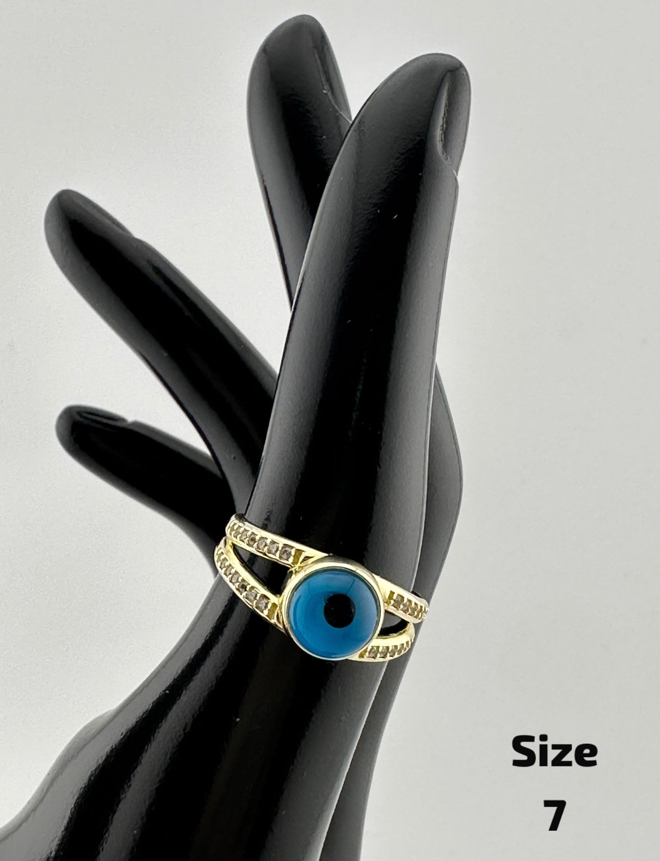 10K Gold Blue Evil Eye Ring