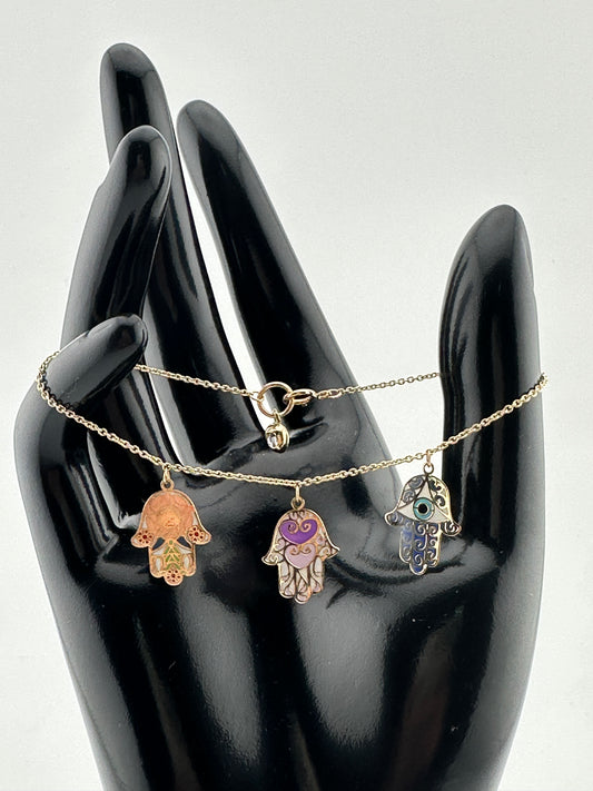 10K Gold Hamsa Hand Charm Bracelet